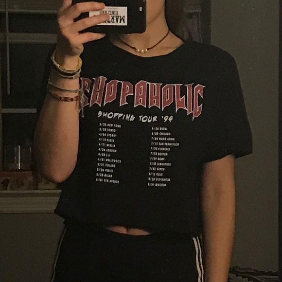 Black Shopaholic Crop Tee - Picture 2 of 2